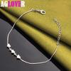 925 Sterling Silver Heart Round Bead Box Chain Bracelet Jewelry