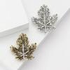 Vintage Exquisite Alloy Rhinestone Maple Leaf Brooch Fashionable Versatile Women'S Suit Coat Corsage Jewelry Pin