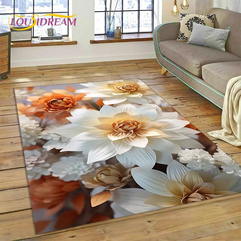 3D Dream Sun Flowers Nordic Daisy Rug Ковер для гостиной Спальня Домашний декор, Нескользящее украшение для дивана Коврик Подарки для детей