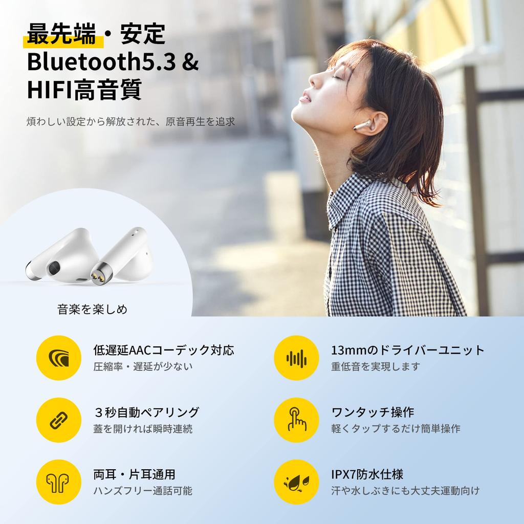 Последние Беспроводные Bluetooth Наушники с Мгновенным Низким AAC Компактные До 35 Часов Музыки IPX7 Быстрые Отдельная или Общая Громкость Siri Идеально для