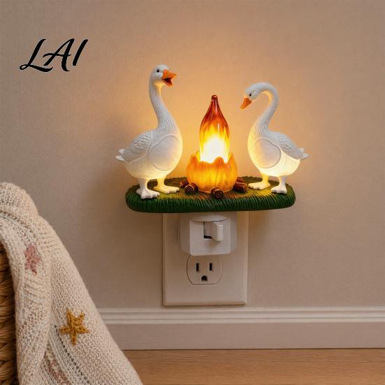 Party Atmosphere Lamp Goose Campfire Night Light 3D Small Electric Faux Flame