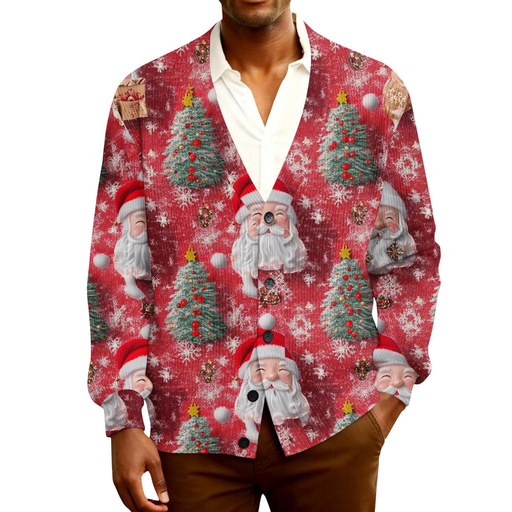 Мужской кардиган с длинным рукавом, рубчатой вязки