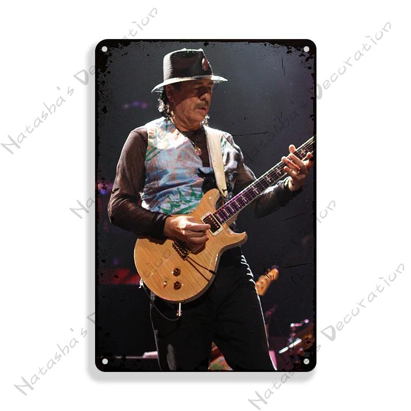 Rock Band Santana Decorative Plate Metal Poster Garage Club Metal Tin Sign Metal Plaque Wall Plate Man Cave Club Wall Decor