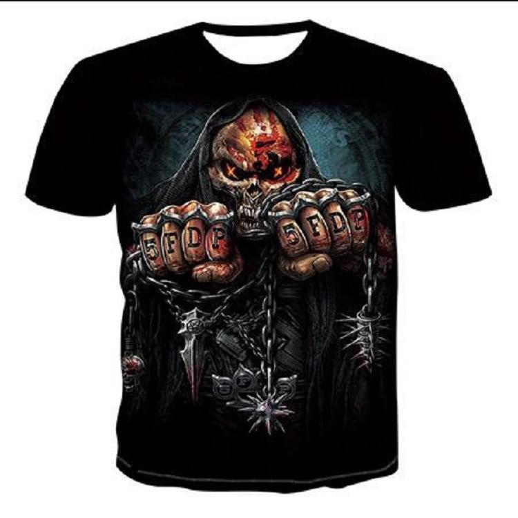 Skull 3D Digital Printed Casual Breathable Quick Drying Round Neck Pullover Short Sleeved Men's T-shirts