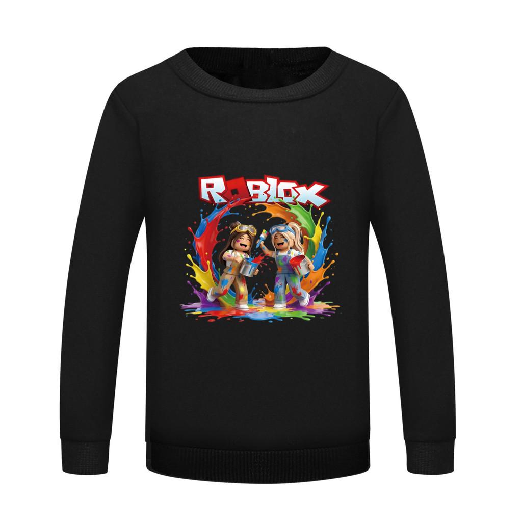 5577 Детская толстовка с принтом Roblox, разноцветная, для мальчиков и девочек, с круглым вырезом, с длинными рукавами