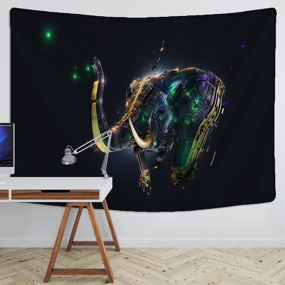 VIKAMA Богемный гобелен Слон Цветущий тотем Спальня Гостиная Балкон Украшение Экзотический ветер Украшение комнаты