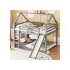 Двухъярусная кровать - MUVOE - 140x200 см - Серая - Горка - Лестница с возможностью перестановки