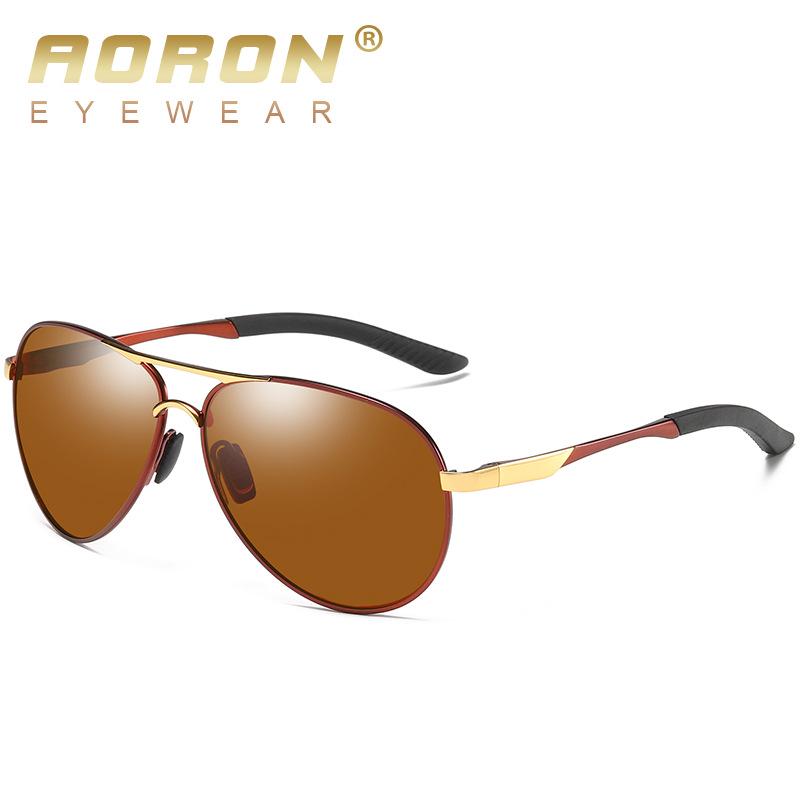 aoron Fashion Polarized Sunglasses Metal Frame Sun Glasses Driver Driving Glasses UV400 Anti-glare Eyewear for Men Women