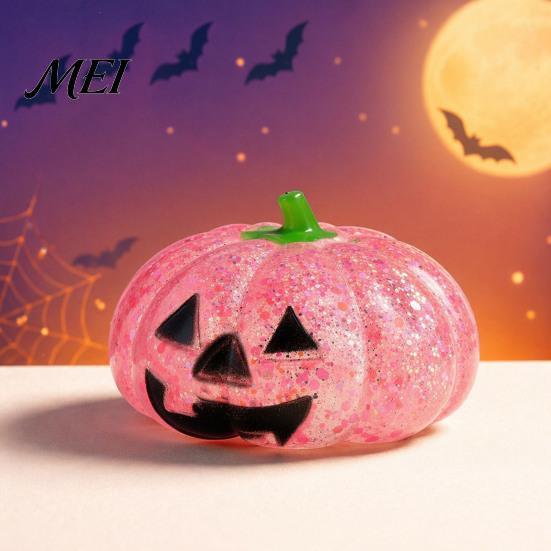 Halloween Stress Relief Balls Glitter Pumpkin Ball, Head Squeeze Toy for Anxiety Tools Relief, Creepy Fidget Party Favors Adults