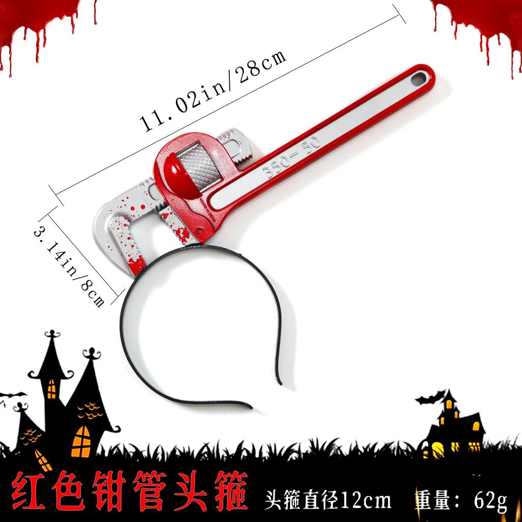 Halloween Head Props, Ghost Festival Horror Spoof Trick, Head Axe Wrench Needle Head Buckle Headdress