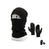 Three-Piece Winter Velvet Hat Warm Neck Cover Gloves Suit Men's Solid Color Neck Protection Riding Hat