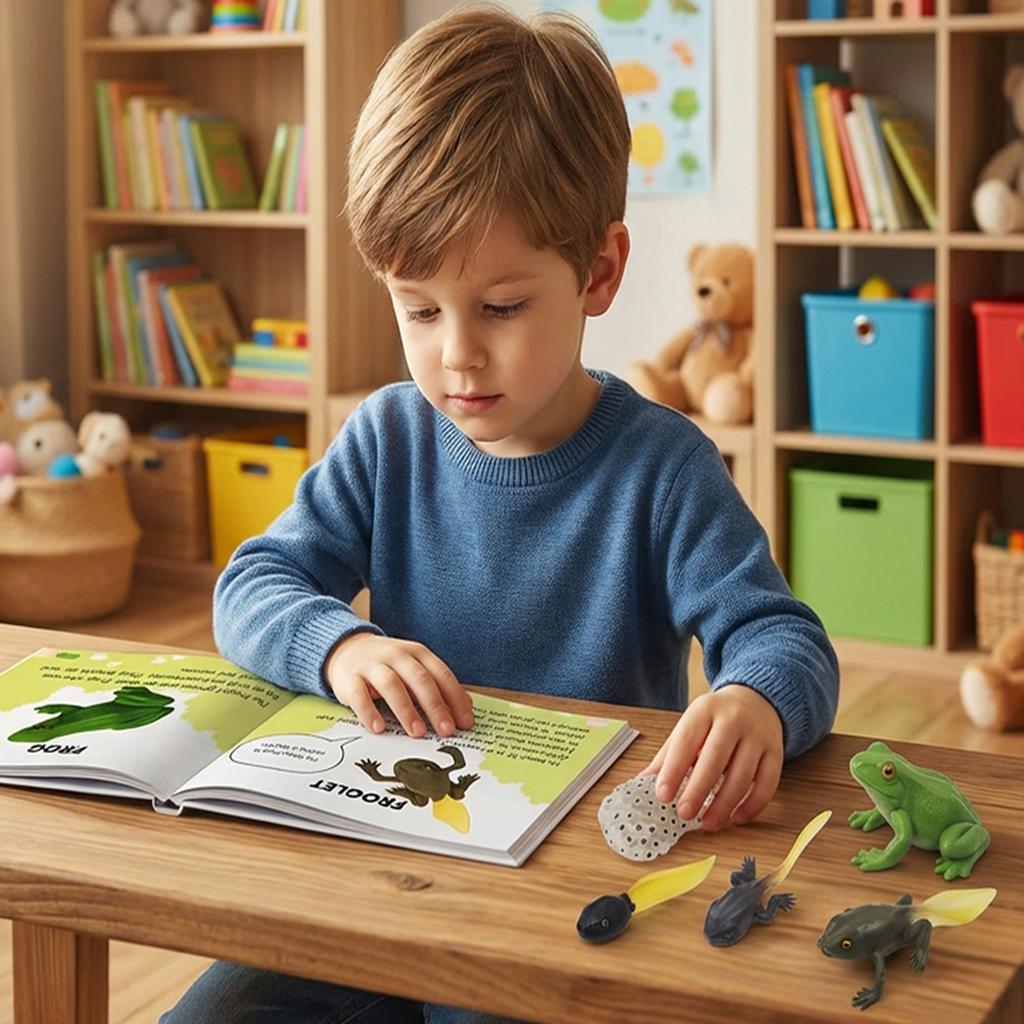 Montessori Kids English Learning Set Animals Life Cycle Toy Set With 5 English Books – Ant, Frog, Butterfly, Mosquito & Bean