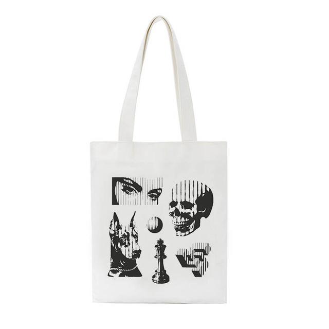 Холщовая сумка с масляным принтом, повседневная большая вместительная сумка-шоппер в стиле Харадзюку в стиле панк, винтажная сумка-шоппер, готическая повседневная женская сумка на плечо y2k