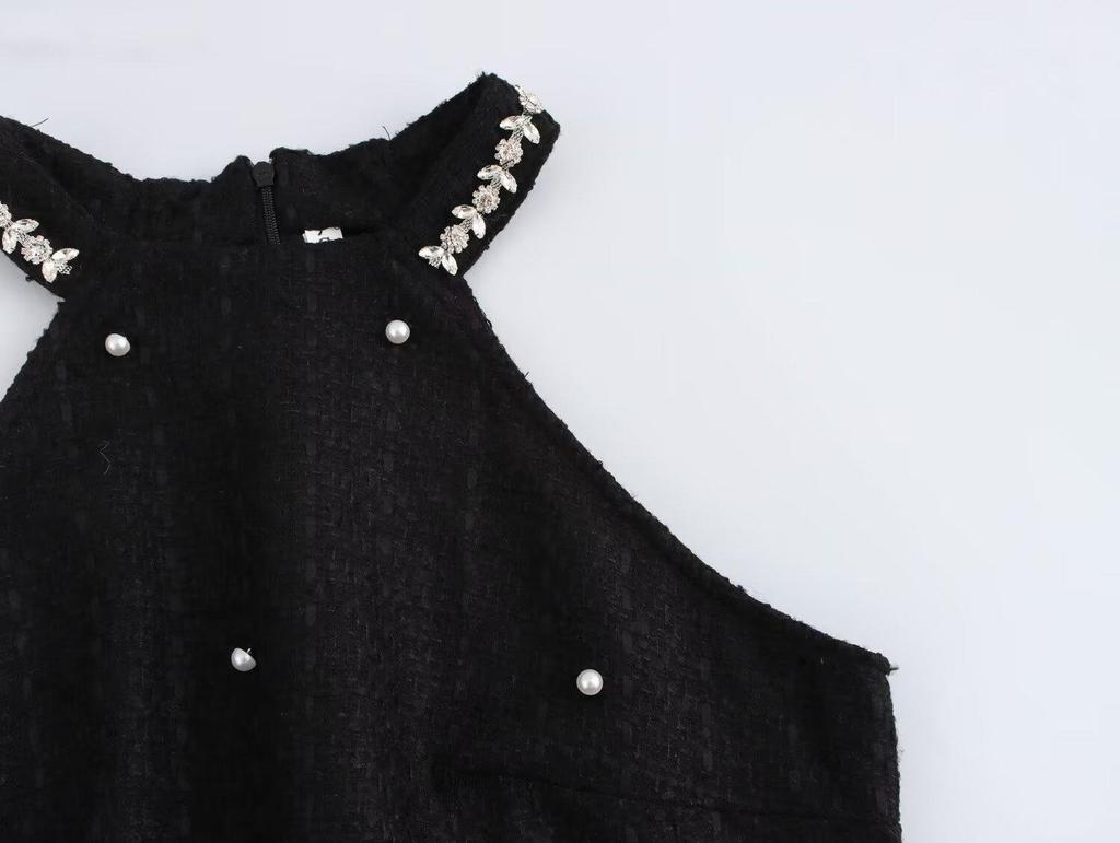 2024 Осень Женское Европейский и Американский Стиль Платье Халтер с Кружевом и Шипами