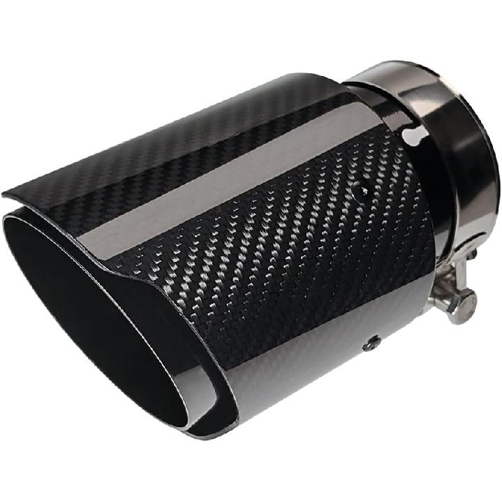 2.5"Inlet 3.5"Outlet Exhaust Tips Carbon Fiber Tailpipe Exhaust Pipe Tail Throat Tail Pipe Modification Parts GlossyBlack