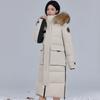 Real Fur Collar Winter Long Down Jacket for Women Parkas Hooded Elegant Thick Warm White Duck Down Coat Woman Outerwears