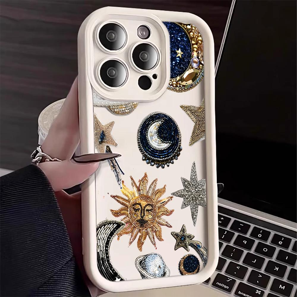 Чехол для телефона для iPhone 7 8 16 15 14 Plus Для iPhone 15 17 16 14 13 12 11 Pro Max XS XR X Позолоченный Небесный Ударопрочный Бампер