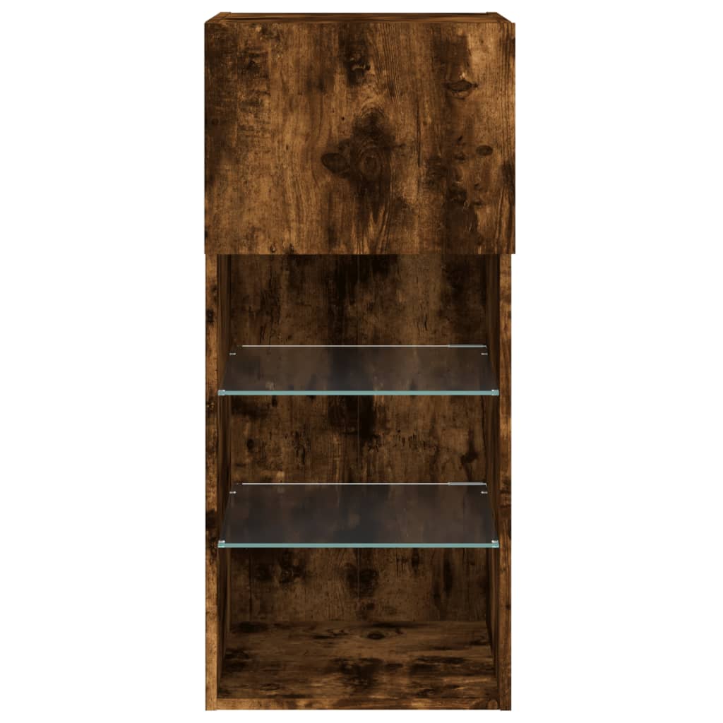TV Cabinet with LED Lights Smoked Oak 40.5 x 30 x 90 cm
