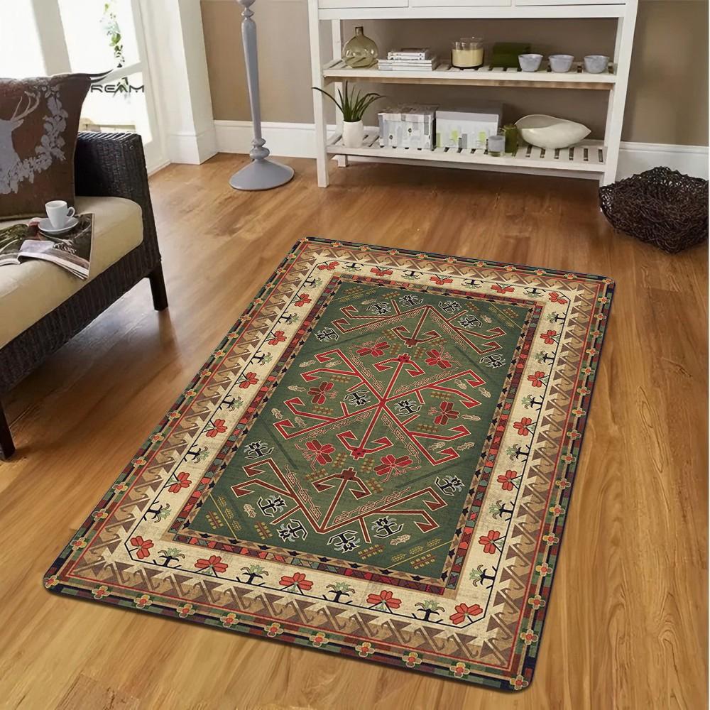 Традиционный турецкий ковер, Ковер с медальоном, Богемный ковер для гостиной, Напольный декор в винтажном стиле, Моющийся ковер, Нескользящий ковер