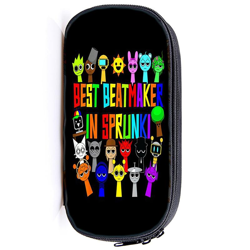 Сумка для хранения ручек Sprunki Incredibox Пенал для детей Многофункциональные косметические принадлежности для учебы Простые канцелярские принадлежности для мальчиков и девочек