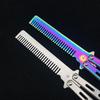 1pc Foldable Comb Stainless Steel Practice Training Butterfly Knife Comb Beard & Moustache Brushes Hairdressing Styling Tool