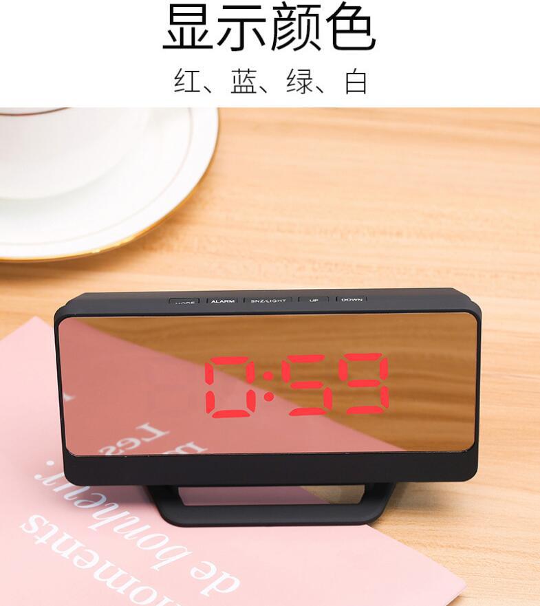 Креативные прикроватные часы, модные светодиодные умные электронные будильники, зеркальные студенческие цифровые настольные часы для сна с дисплеем температуры и даты