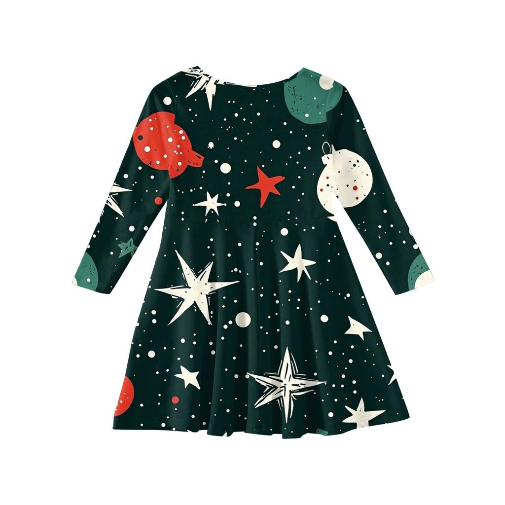 Girls' Princess Dress - Long Sleeve A-Line T-Shirt Dress Christmas Day