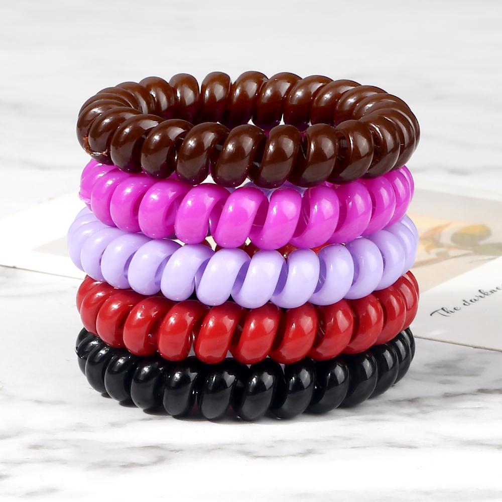 5 шт./набор Эластичные конфетные цвета Телефонный провод Простые женские резинки для волос Веревка для волос для детей Девочек Скранчи Повязка на голову Жевательная резинка Подарки