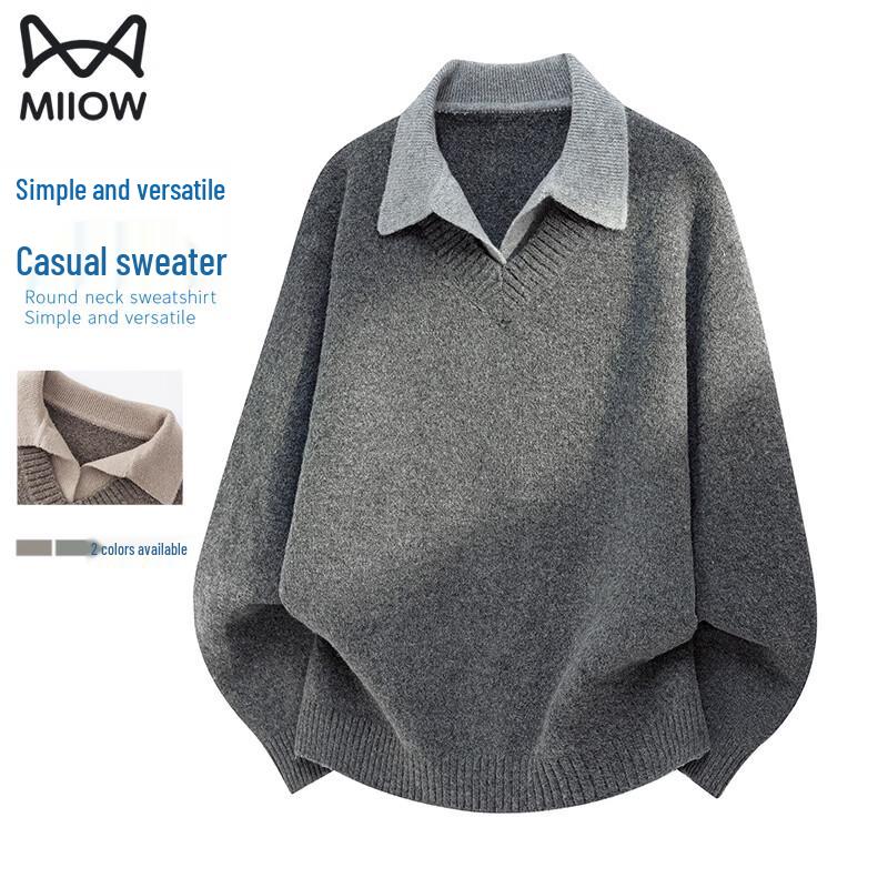 Miiow Men's Heavyweight Wool-Blend Mock-Layer Sweater