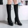 Women's High-heeled Boots Autumn and Winter New Thick-heeled Versatile Large-size Medium Boots