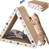 Cat Scratcher Foldable,Triangle Cat Scratching Board,6 Usable Sides Cat Scratchers for Indoor Cats,Durable Recyclable Cat Scratcher Cardboard Vertical