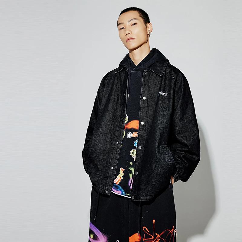 Men's Jacket Li-Ning Li Ning Denim Jacket Men's Black Denim