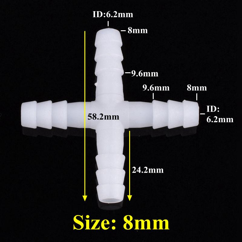 10 шт./лот пластиковый переходной тройник 8 мм 10 мм крестообразный 4-ходовой 5-ходовой соединитель 1/2" клапан ПВХ шаровой кран