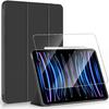 Case + Tempered Glass - E.F.Connection - for iPad Pro 11 Inches - Shockproof Protection - Foldable Stand - Black