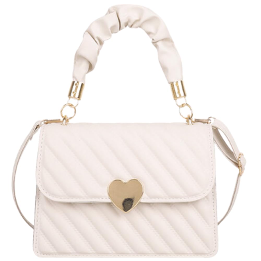 Женская маленькая сумка-кроссбоди Handbag ORIJIRI, Искусственная кожа PU, Дизайн в виде сердца, Милая, 3 способа ношения, Легкая (белый)