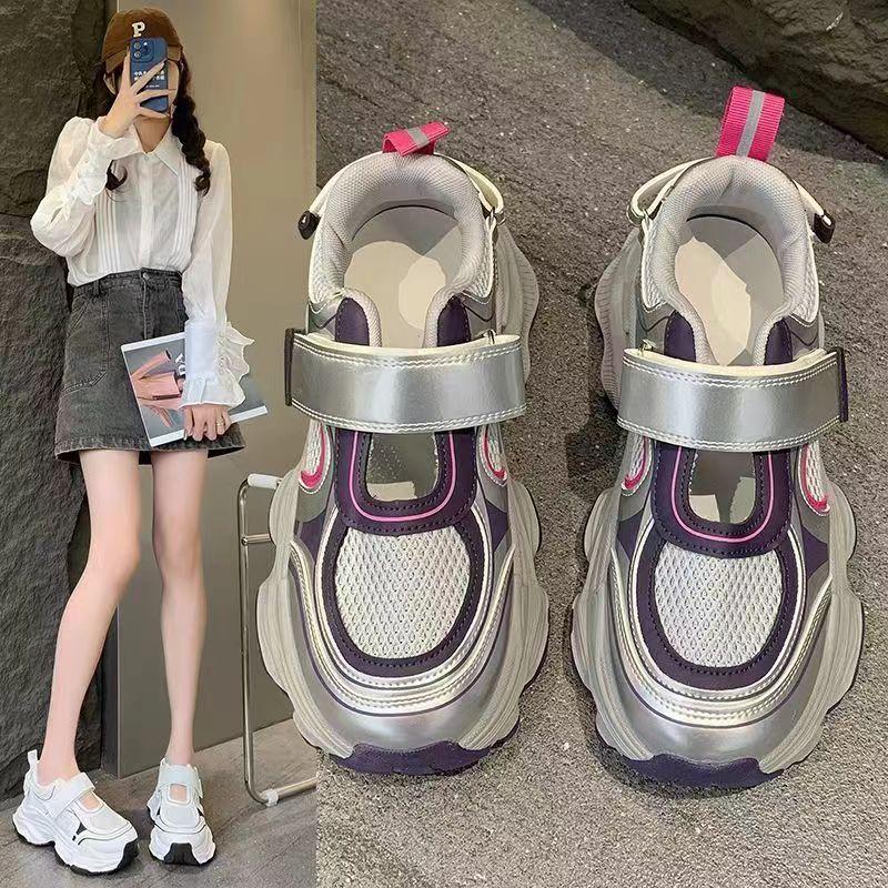 Кроссовки Fried Street на толстой подошве для папы, женские, весна-лето 2024, новые сетчатые, дышащие, с подошвой из дуриана, в стиле ретро, увеличивающие высоту кроссовки