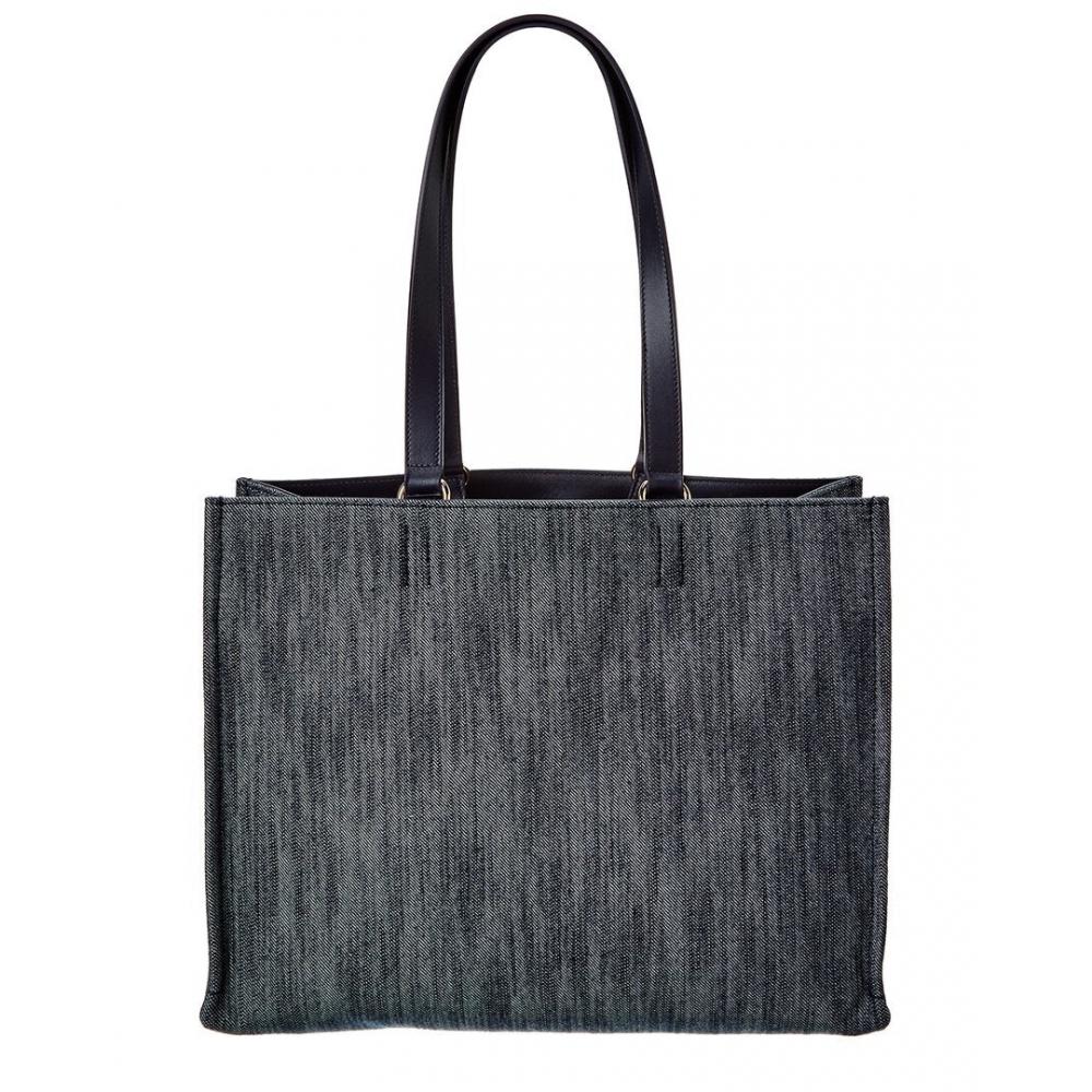 Salvatore Ferragamo Сумка-тоут из денима с логотипом Ferragamo среднего размера, синяя