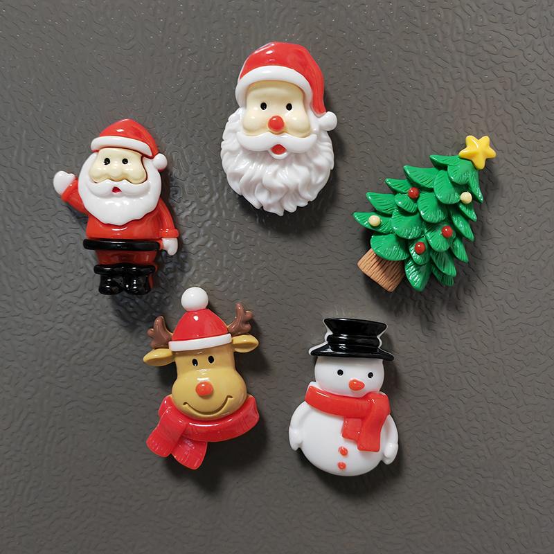Смола Санта-Клаус Снеговик Рождественская елка Магнит на холодильник Домашний декор Холодильник Рождественское украшение Наклейка Подарок Кухня