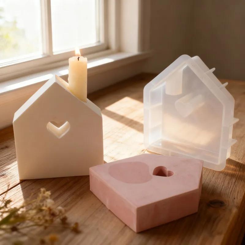 Top Quality Christmas Hollow House Silicone Mold for DIY Aromatherapy Candle Gypsum Decoration Handmade Festival Holiday