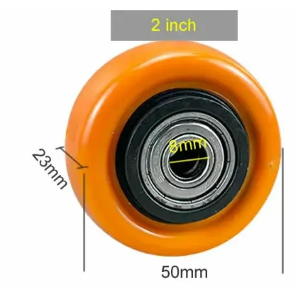 PU Replacement Caster Wheels with Double Bearings Orange Color High Load Capacity Wear Resistance Furniture Wheels