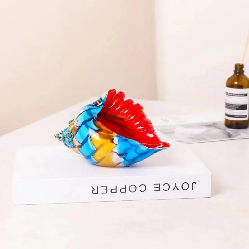 Стеклянная ручная работа выдувная ракушка скульптура хрустальный аквариум декор стола океан многоцветный морской декор