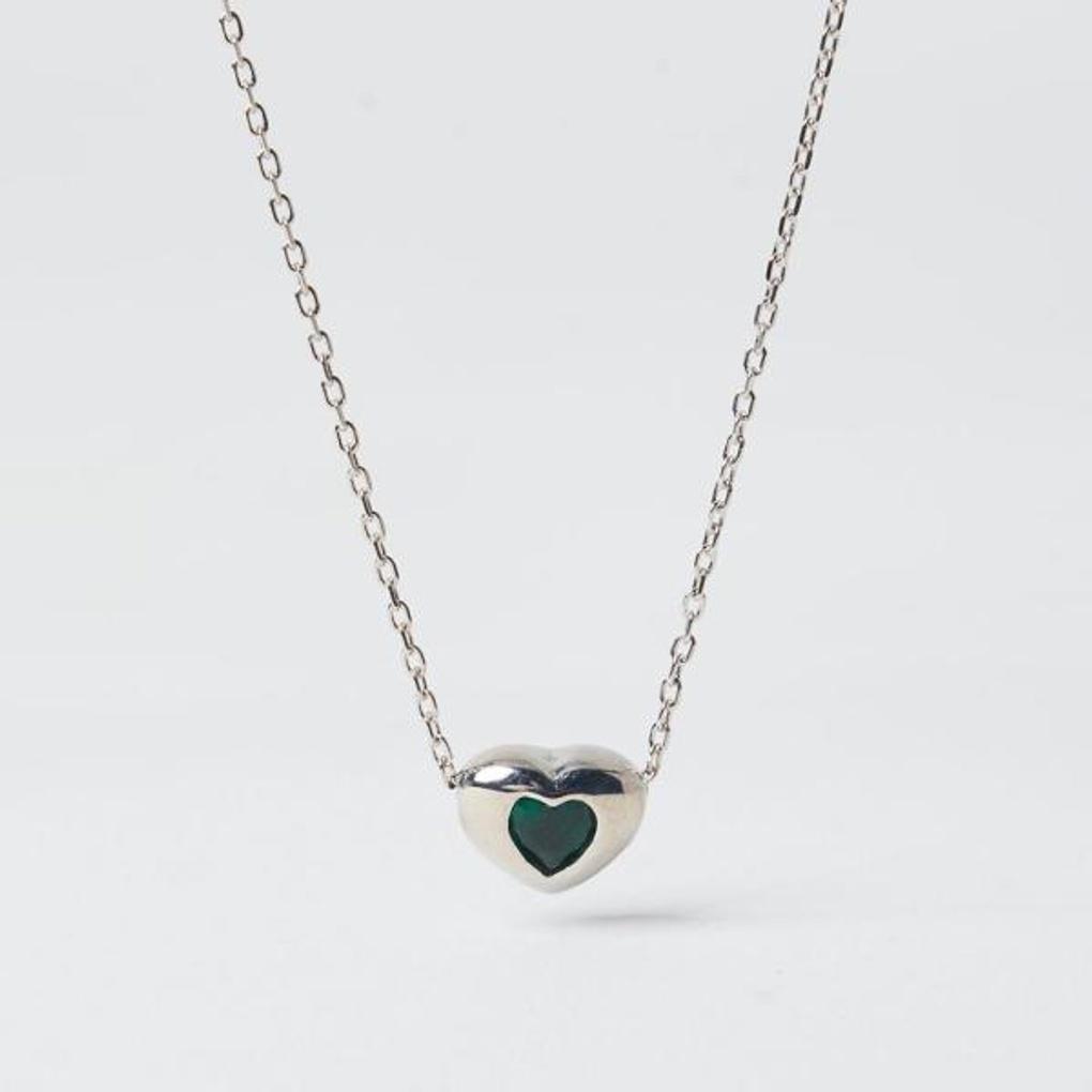 Loving Deep Green Silver Necklace OTN222703QWG
