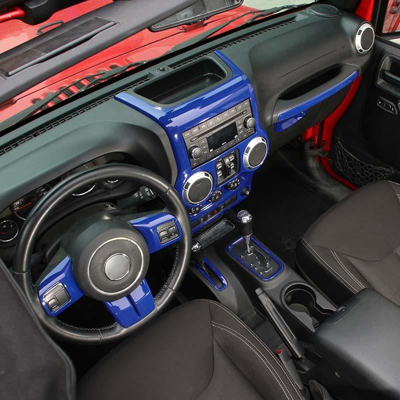 Dashboard Central Control Steering Wheel Co-pilot Handle Decoration Interior Kit Fit for Jeep Wrangler JK 2011-2017 Car Accessories