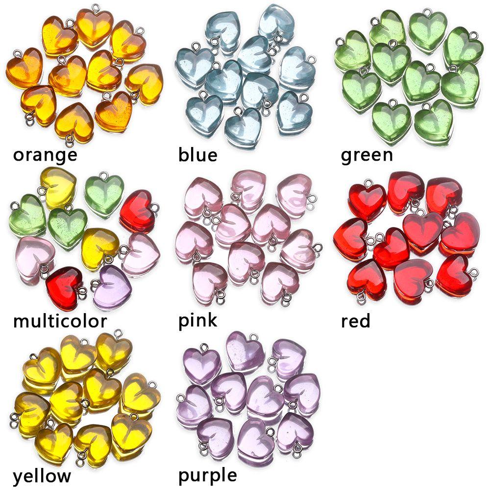 Handmade Earrings Jewelry Making Keychain Pendant Resin Heart Charms Candy Color Necklace Crafting