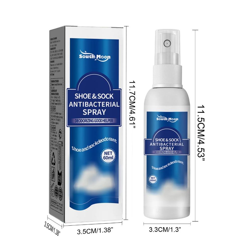 Antibacterial Shoe Spray 60ml,Foot Odor Eliminator, Sock & Shoe Freshener, Antiperspirant for Foot Health