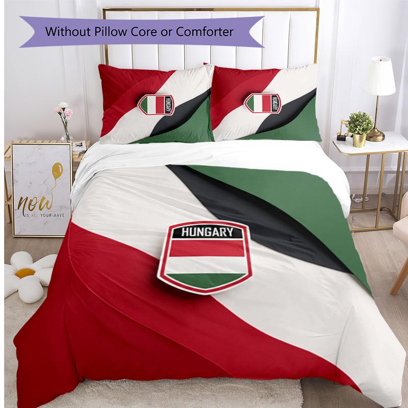 Hungary Football Printed Bedding 3 Piece Set Cozy Breathable Bed Cover Set as Housewarming Holiday Gift