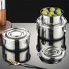 Stainless Steel Round Lunch Box Portable Sealed Microwave Bento Box with Buckle Leakproof Food Container Fresh-Keeping Box