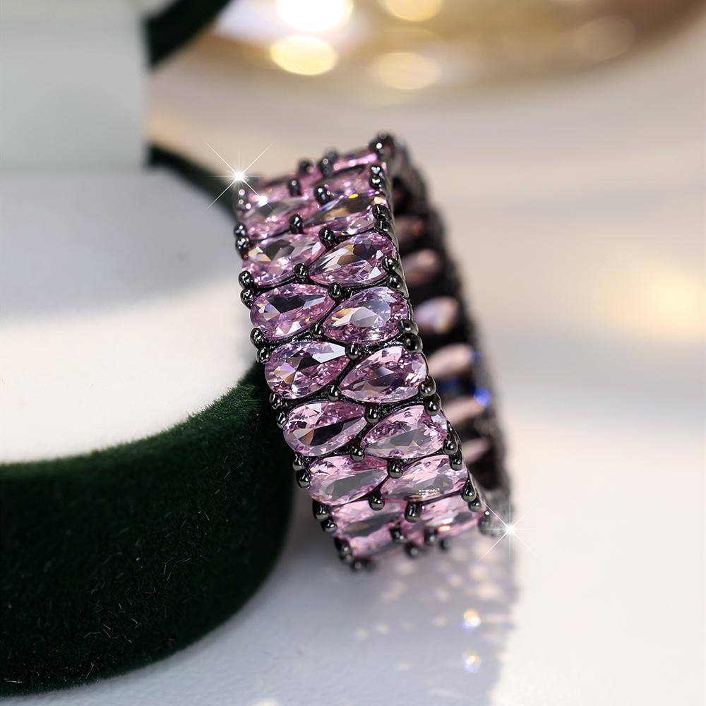 Двухслойные кольца с цирконием для женщин, винтажное черное, золотое, цветное, с зеленым кристаллом, обручальное кольцо, свадебные украшения