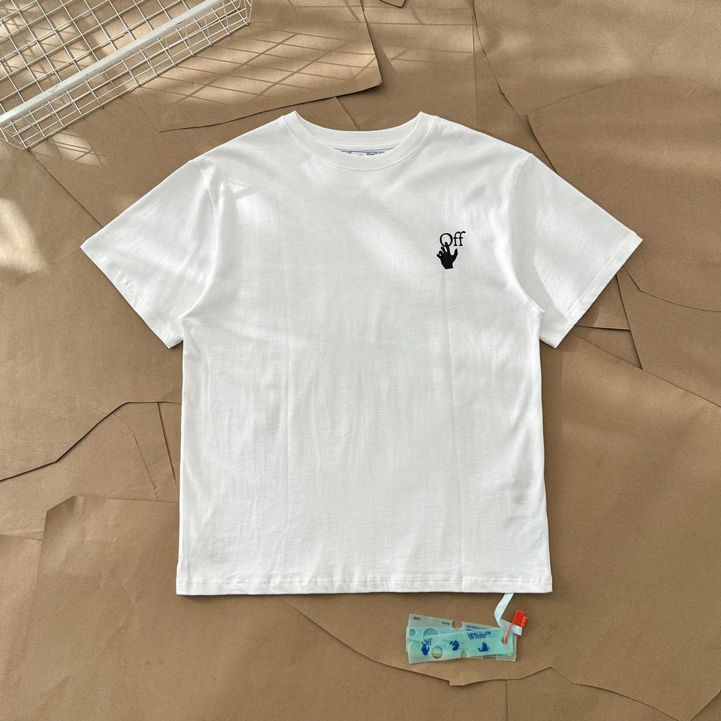 Off-White Летняя новинка 2025 года, черно-белая классическая футболка с короткими рукавами и принтом в виде всплеска стрелы для мужчин и женщин, парная футболка