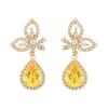 Желтые стразы, капли воды, бабочка, подвеска, микро-паве, кубический цирконий, корейские модные свадебные украшения, серьги-гвоздики